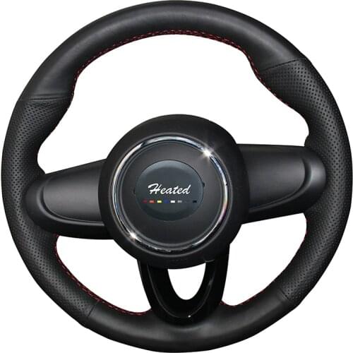 Heated car covers steering wheel cover for Mini Coupe 2016 Microfiber leather Wheel steering cover Braid on the steering wheel