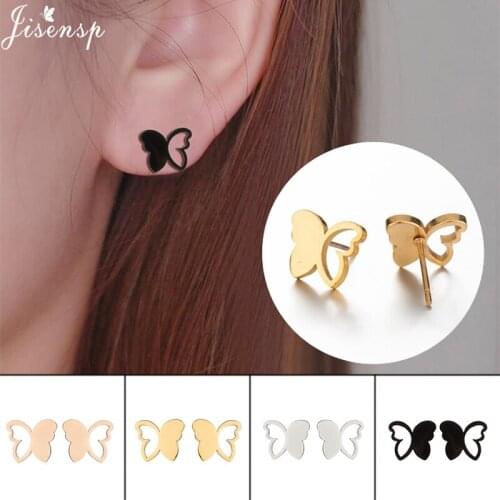 Jisensp Bohemian Stainless Steel Butterfly Earrings for Women Girls Accesorios Mujer 2021 Korean Fashion Cute Butterfly Jewelry