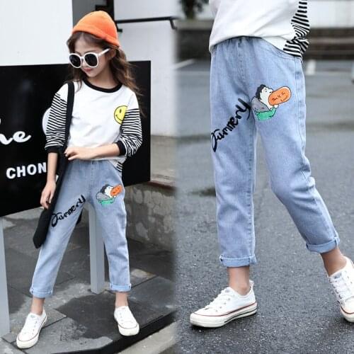 Baby denim Pants girls cartoon jeans big kids casual leggings 2020 spring and autumn childrens clothes cotton pencil trousers