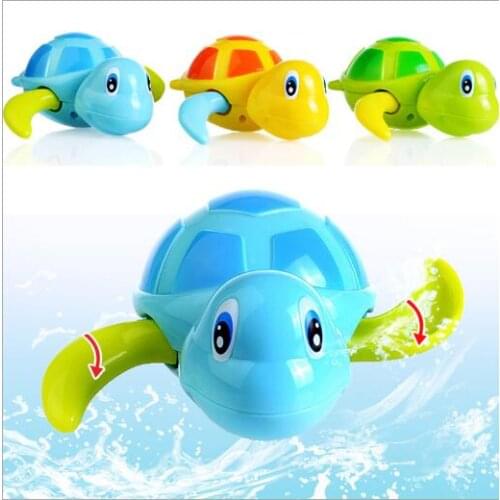 Newborn Cute Cartoon Animal Tortoise Baby Bath Toy Infant Swim Turtle Chain Clockwork Classic Wind Up Toys YH933