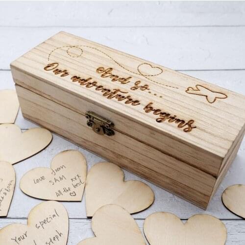 Personalized Wedding Guest Book with Hearts, Custom Rustic Keepsakes Alternative Gift, Engraved Wood Sign Wedding Guestbook Box