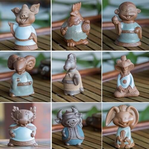 Yixing Chinese Zodiac Signs Ruyao Purple Clay Tea Pets Creative Small Ornaments Handmade Tea Accessories Play Water Dog Pig