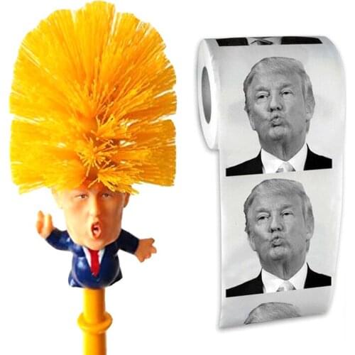 Creative Donald Trump Brush Toilet Supplies Set Brush Holder Wc Borstel Original Toilet Paper Bathroom Cleaning Accessory