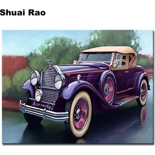 Full round diamond embroidery Vintage old Car diamond painting landscape 5D square by hand 3d gift picture rhinestone room decor