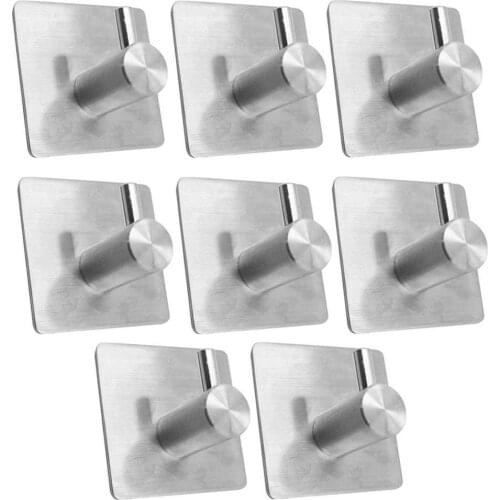 10pcs 4pcs Stainless Steel 3M Self Adhesive Hooks Sticky Wall Door Hook Robe Tea Towel Rustproof Towel Rack, Clothes Coat Hanger
