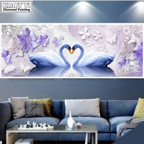 Square/Round Diamond 5D DIY Diamond Painting Love Heart Swan Embroidery Cross Stitch Rhinestones Mosaic Living Room Decor XY20