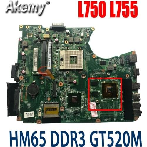 AKemy A000081450 DABLBMB28A0 For TOSHIBA Satellite L750 L755 Laptop Motherboard HM65 DDR3 GT520M Graphics