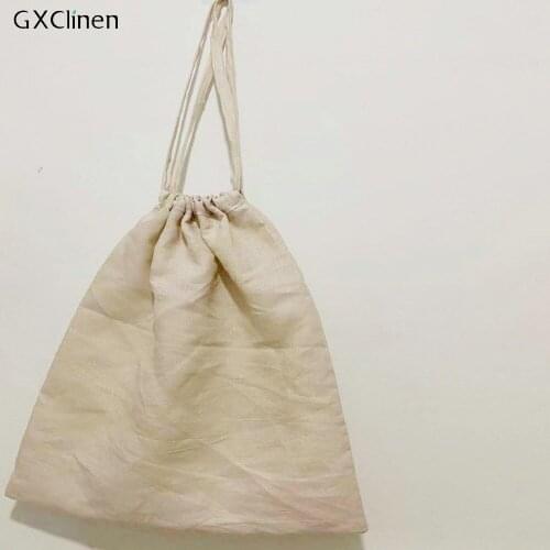 100% Linen Drawstring Storage Bag Single Layer Beige Dust Cloth Flax Bags Clothes Handbag Shoes Makeup Tools Cosmetics Toiletry
