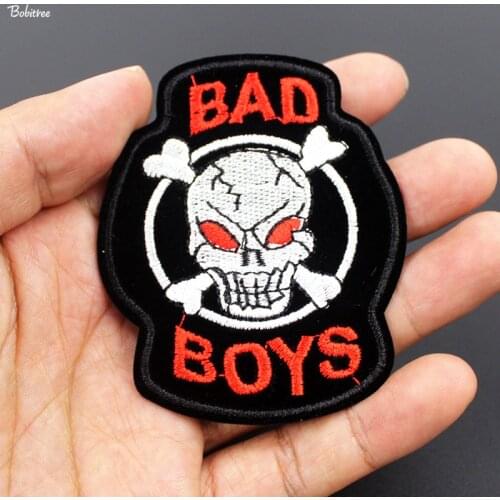 Fashion design Bad Boys Skull Cloth Patch Iron On Embroidered Badge Appliques for Jackets Jeans Backpack DIY Stickers