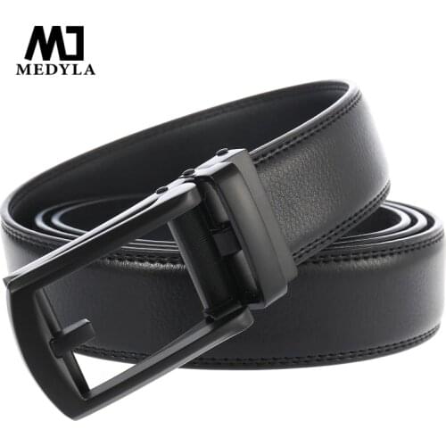 Medyla Luxury brand Male Genuine Leather Strap Belts For Men Top Quality Belt Automatic Buckle black coffee Belts Cummerbunds