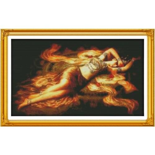 Dreamland DIY Embroidery Stamped Cross Stitch Kits Printed 11ct 14ct Character Family Decoration Patterns Embroidery Needle Sets