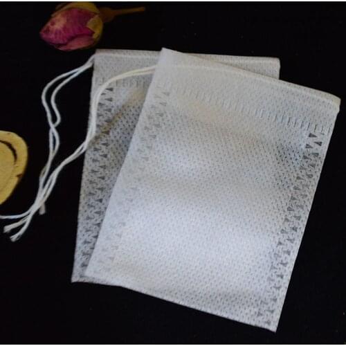Disposable Tea Bag Non-woven Herbal Loose Tea Bolsas de te Sealed Filter Paper Strap Treatment Seal 100 Pieces