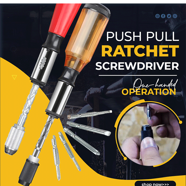 Push Pull Ratchet Screwdriver 260MM SPIRAL RATCHET SCREWDRIVER Alloy Steel Hand-pressing Semi-automatic Screwdriver Repair Tools