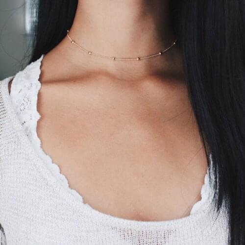 HebeDeer Necklaces Chain Women Simple Chokers Necklace Jewelry Girls Bohemia Light Yellow Gold Color Trendy Choker Collier