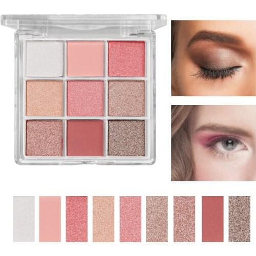 Miss lara 9 colors Matte Shimmer Eyeshadow Palette Waterproof Glitter Diamond Pigment Highlighter Eye Shadow Powder Cosmetics