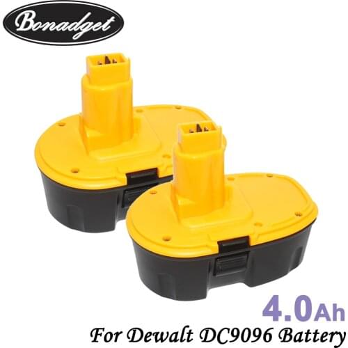 Bonadget 2Piece4000mAh 18V DC9096 NI-MH Rechargeable Battery For Dewalt DE9039 DE9095 DE9096 DC020 DC212 DC212B DE9039 Battery