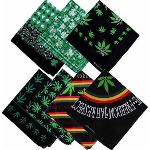 Fashion Bandana Clover Pattern Headscarf Cotton Headband Printed Square Scarf Handkerchief 50*50CM for Women Men Children