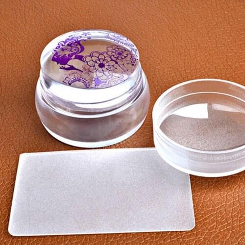 Clear Jelly Nail Art Stamper Silicone Head Acrylic Handle Scraper French Nails Stamp Polish Template Manicure Accessories