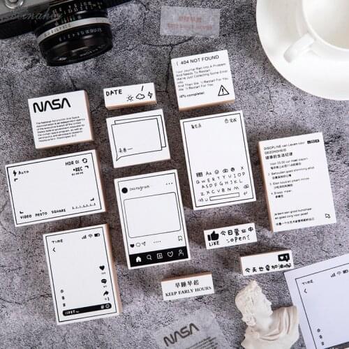 Vintage Memo Black white lines text decoration stamp wooden rubber stamps for scrapbooking stationery DIY craft standard stamp