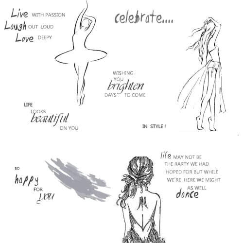 AZSG Graceful Girl / Beautiful Life Silicone Clear Stamps For Scrapbooking DIY Clip Art /Card Making Decoration Stamps Crafts