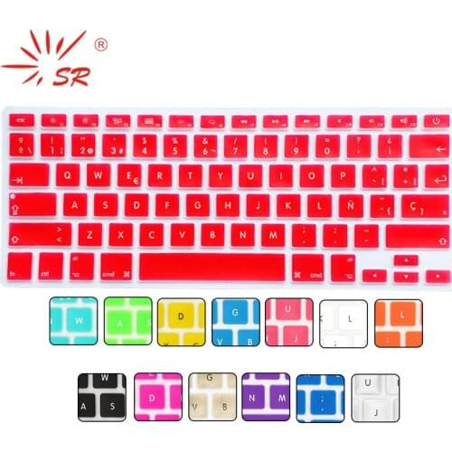SR 14 Colors US Version Spanish Language Letter Silicone Keyboard Cover Sticker For Macbook Air 13 Pro 13 15 17 Retina Sticker