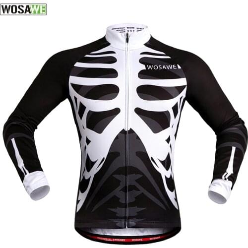 WOSAWE Quick Dry Breathable Cycling Jersey Long Sleeve Mens Shirt Bicycle Wear Racing Tops Autumn Winter Cycling Clothing