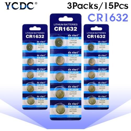 YCDC 15x 3V Lithium Button Coin Cell Battery CR1632 ECR1632 DL1632 KCR1632 LM1632 Disposable Batteries for Watch Remote Control