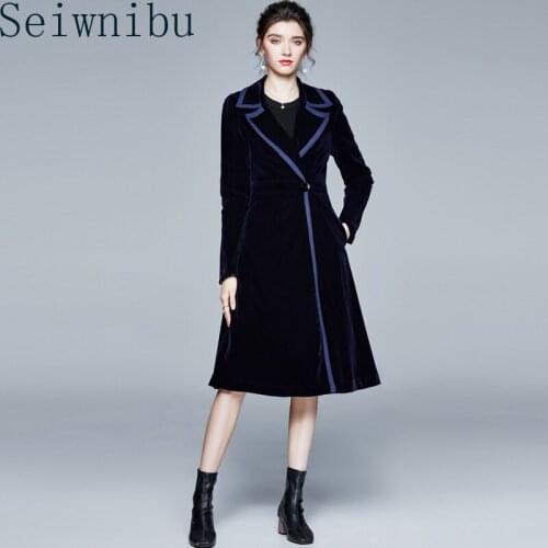 Mid-length Velvet windbreaker Womens 2020 autumn and winter New Fashion Womens temperament waist-tight coat coat European