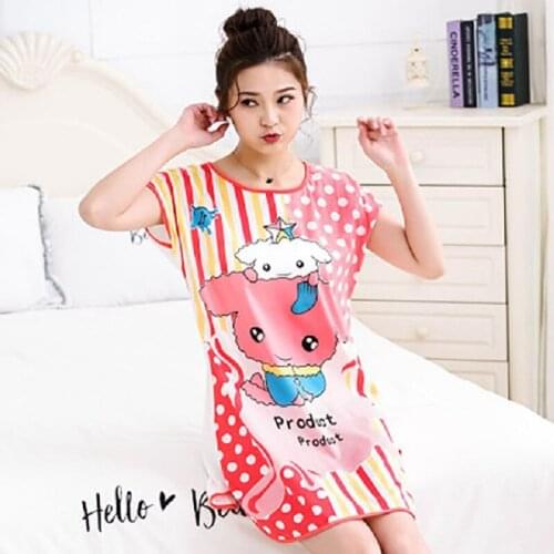 Women Print Cartoon Sexy Sleepwear Round Neck Lingerie Cute Nightdress Strap Thin Female Underwear Nighty Home Wear