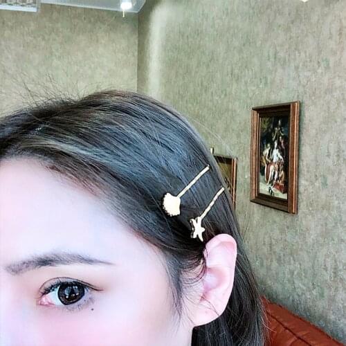 Acrylic Shell Starfish Light Brown Pink Champagne Barrettes Hair Clips Alloy Bang Clips Headwear For Women