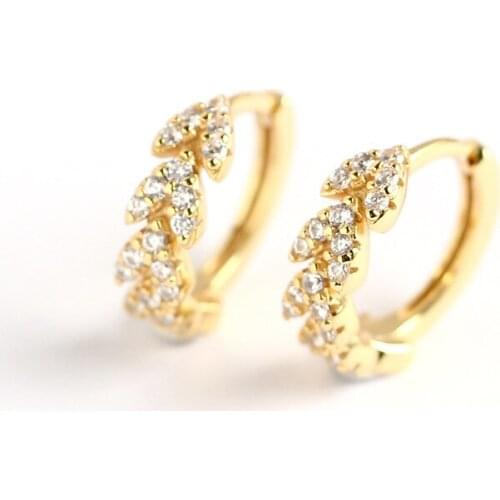 925 sterling silver earring Stylish zircon olive leaf ear ring wild simple Delicate exaggeration woman girl silver ear jewelry