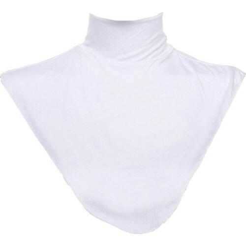 Womens Muslim Modal Fake False Collar Islamic Hijab Extensions Turtleneck High Neck Cover Warmer Bright Solid Color Half Top