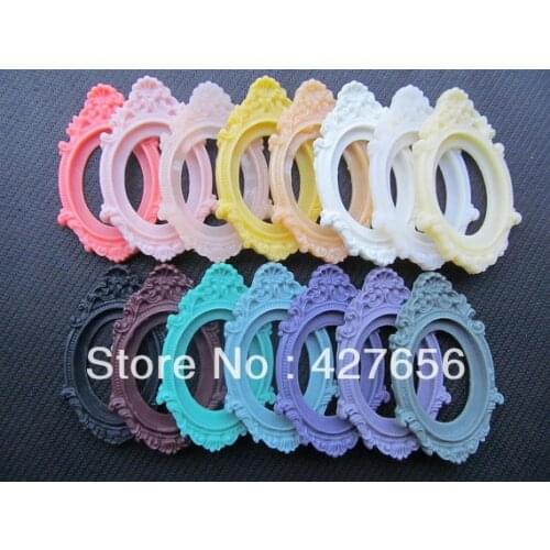 10pcs Oval Flatback (16 colors) Resin Frame Charm Finding,Base Setting Tray, for 30mmx40mm Cabochon/Picture/Cameo
