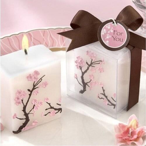 100pcs Romantic Wedding Candles cherry blossoms candle Wedding Favor Smoke-free Scented Candle