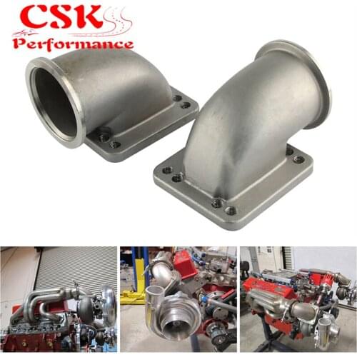 2Pcs Stainess SS 2.5" Vband 90 Degree Cast Turbo Elbow Adapter Flange For T3 T4 Turbocharger