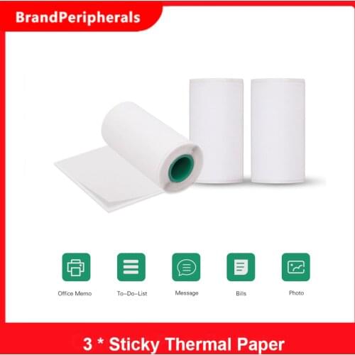 Long-Lasting Adhesive Sticker Labels Thermal Paper Roll 56*30mm BPA-Free Black Font for Peripage A6/A8/P6 Paperang P1/P2