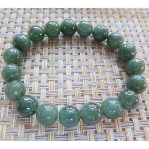 High Quality New Grade A Jadeite Jade Bead 9-10mm Green Beads Link Man &Womans Lucky Bracelet