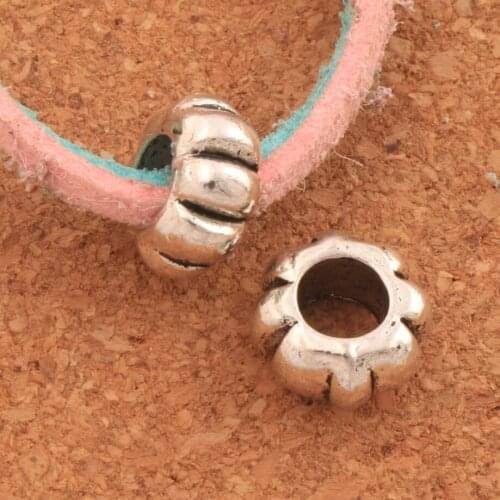 Pumpkin Rondelle Big Hole Beads 12x12x6.2mm 27PCS Zinc Alloy Dangle Fit European Charm Bracelets Jewelry DIY L1472