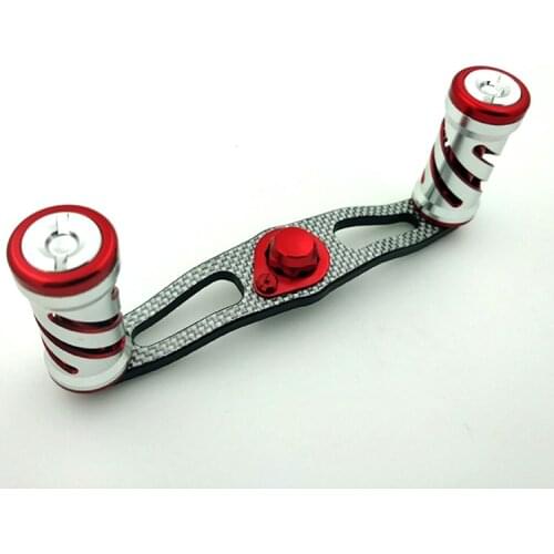 DIY silver-colored carbon crank for fishing reel+metal knobs free shipping