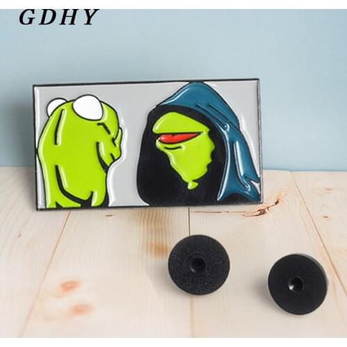 GDHY Cartoon Kermit Frog Brooch Alien Frogs Enamel Pins For Kids Bag Clothes Lapel Pin Button Badge Cartoon Gift Jewelry