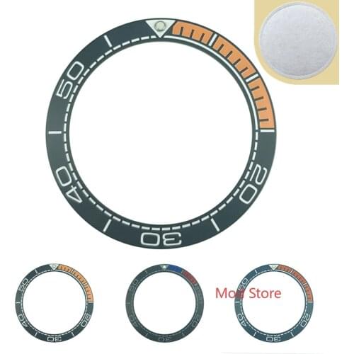 HQ 41.5mm Matte Surface Black/Blue and 1/4 Orange Ceramic Bezel Insert Fit Sea Master Watch Replace Accessories Luminous Pip