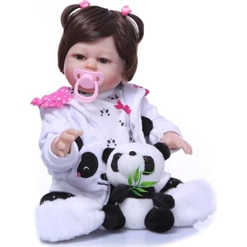 Bebe reborn doll 50cm full soft silicone reborn baby dolls com corpo de silicone menina toddler girl panda dolls gift