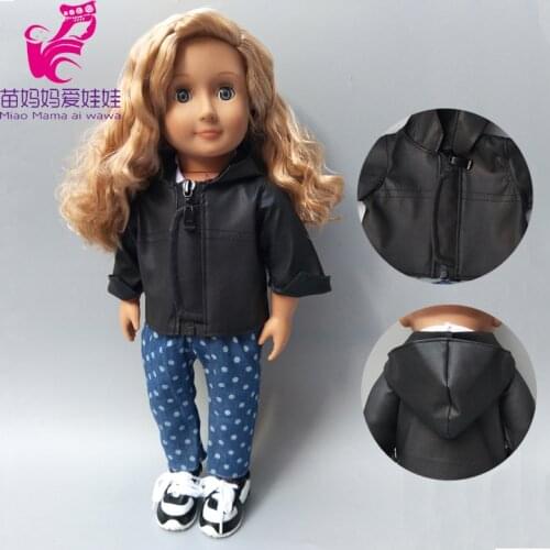 18 inch doll jacket pu leather doll coat for born baby doll clothes for 38cm reborn baby doll outfit