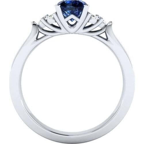 Trendy Blue Sapphire Ring Silver 925 Jewelry Gemstone Ring Silver Engagement Rings For Women