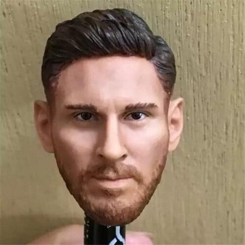 Custom 1/6 Scale Male Figure Doll Accessory Soccer Star Messi Head Sculpt Carved for 12" Male Figure Body