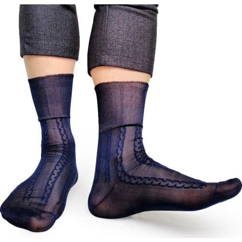 Softy Sheer Thing Mens Nylon Silk Socks For Leather Shoes See through Gay Male Socks Fetish Collection Formal Dress Suit Sock