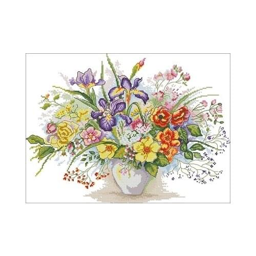 -ANC EPX62 vase Needlework,For Embroidery,DIY 14CT Unprinted Arts Cross stitch kits Set Cross-Stitching Home Decor
