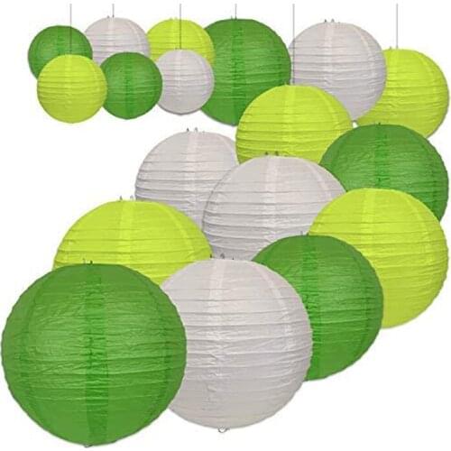 18PCS Green Japanese Paper Lantern Set Celling Hanging Garland Decoration for Xmas Christmas Wedding Arch Party Favors