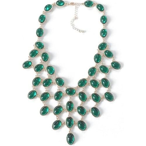 New Fashion Statement Green Opal White Pearl Collar Pendant Sweet Necklace Wedding Party Jewelry