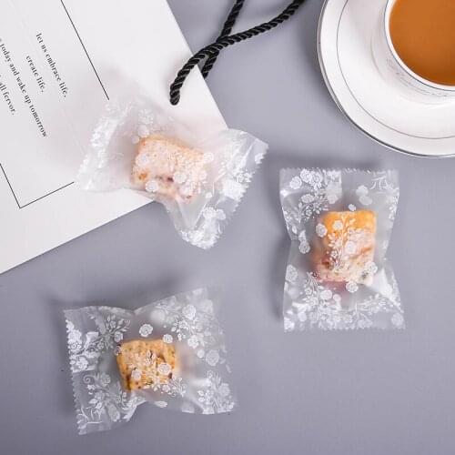 LBSISI Life 100pcs Flower Snowflake Crispy Beef Pie Machine Sealed Bags Frosted Transparent Chocolate Food Packaging Bags Party
